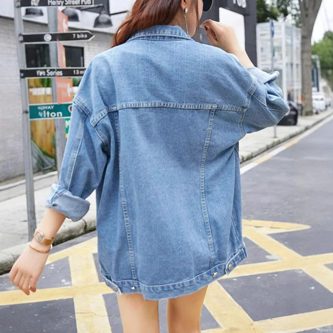 Women Casual Denim Coats Jacket 2026 Spring Autumn Soild Vintage Jackets Denim Outerwear Cowboy Overcoats Y2k Streetwear Coat 1