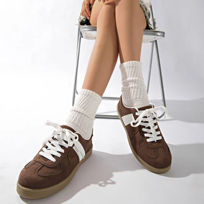 Women Sneakers Classic Brown Spliced German Trainer Shoes Flat Sneakers for Men's Spring Autumn New Casual Lace-up Sporty Shoes 0