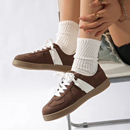 Women Sneakers Classic Brown Spliced German Trainer Shoes Flat Sneakers for Men's Spring Autumn New Casual Lace-up Sporty Shoes 1