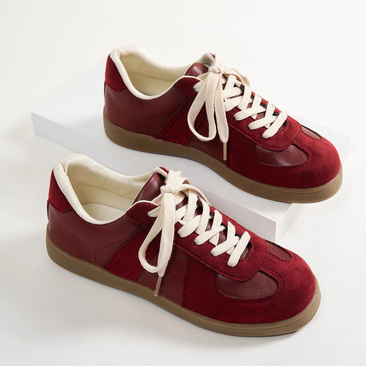 Women Sneakers Classic Brown Spliced German Trainer Shoes Flat Sneakers for Men's Spring Autumn New Casual Lace-up Sporty Shoes 5