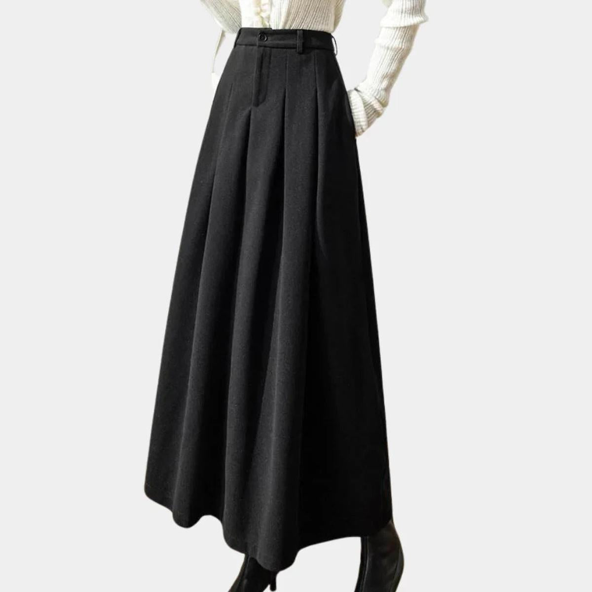 Women's Ankle-Length A-Line Stretch Wool Skirt 4