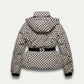 Women’s Belted Beige Patterned Puffer Jacket 1