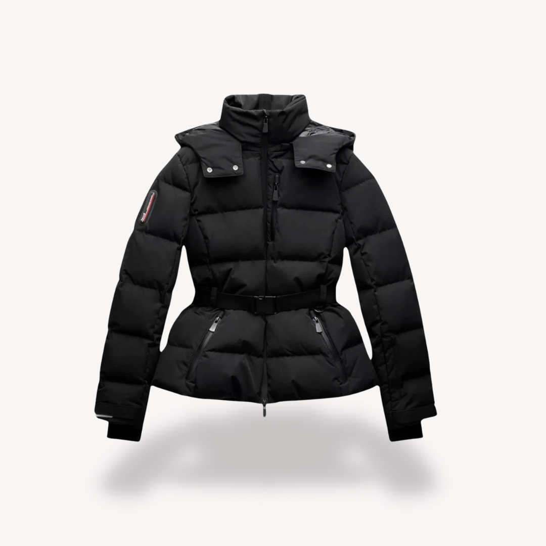 Women’s Black Belted Puffer Jacket 0