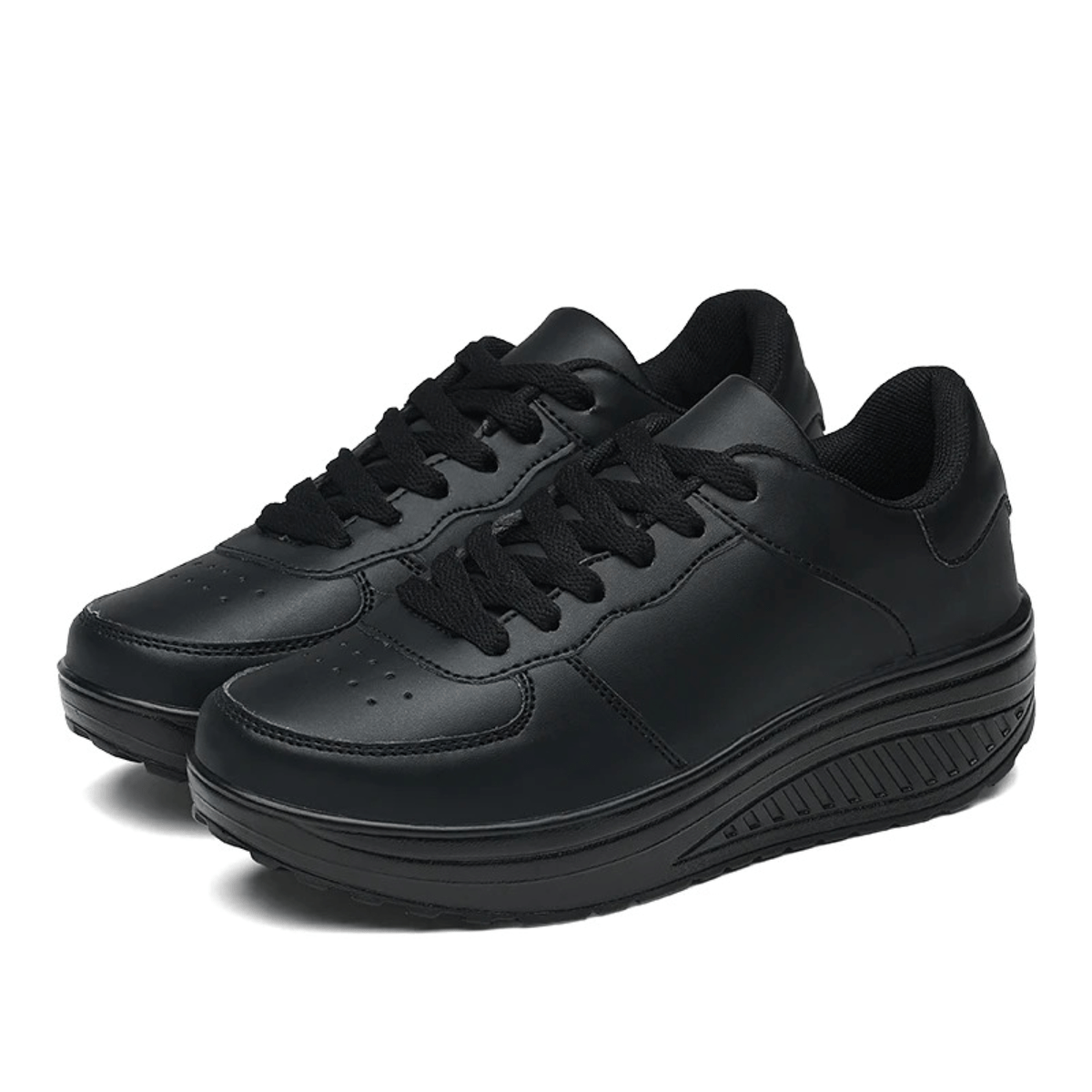 Women's Black Leather Sneakers 0