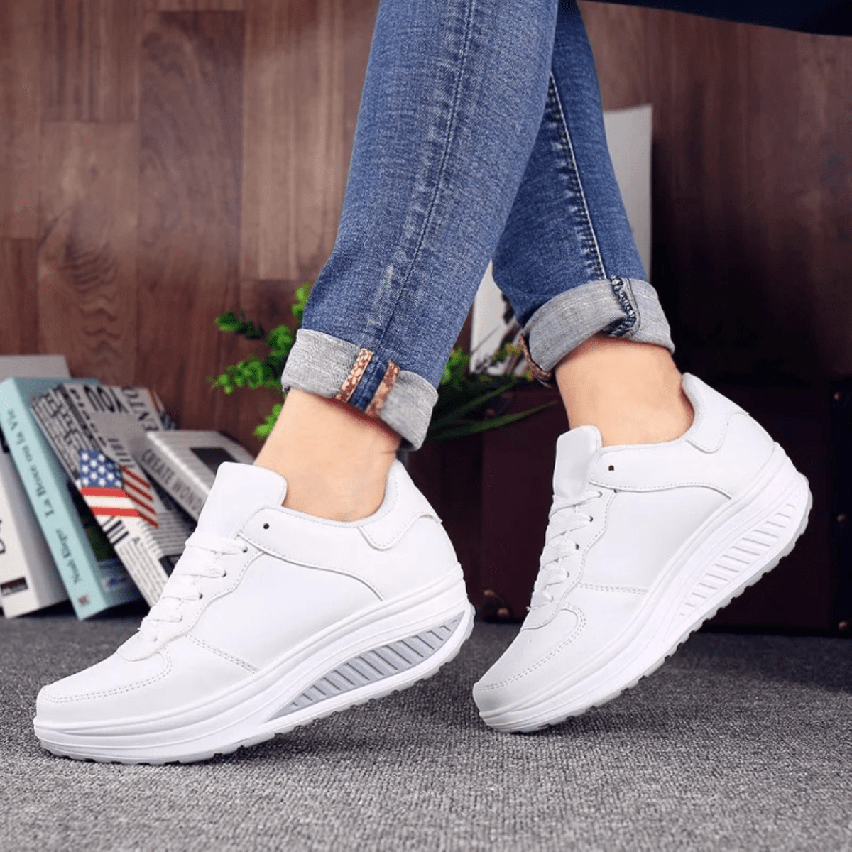 Women's Black Leather Sneakers 1