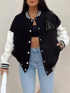 Women's Black and White Varsity Jacket 0