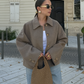 Women's Boxy Cropped Wool Coat Jacket 0