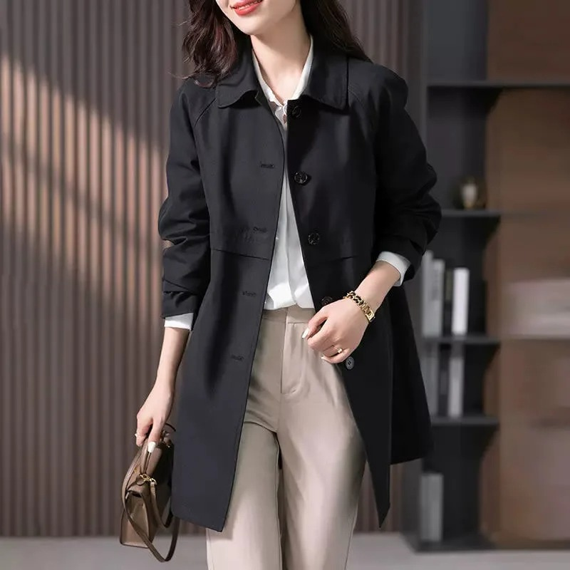 Women's Button up Short Trench Coat 4
