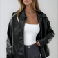 Women's Casual Black Faux Leather Jacket 1