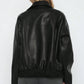Women's Casual Black Faux Leather Jacket 2