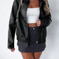 Women's Casual Black Faux Leather Jacket 4