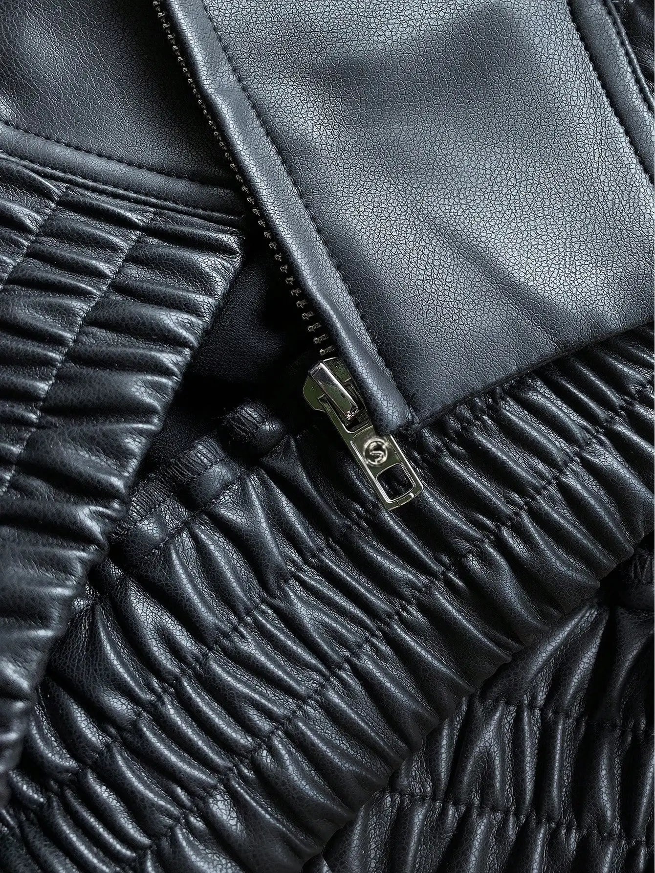 Women's Casual Black Faux Leather Jacket 5