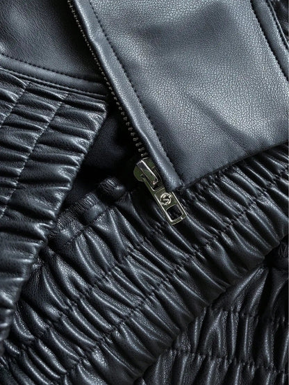 Women's Casual Black Faux Leather Jacket 5