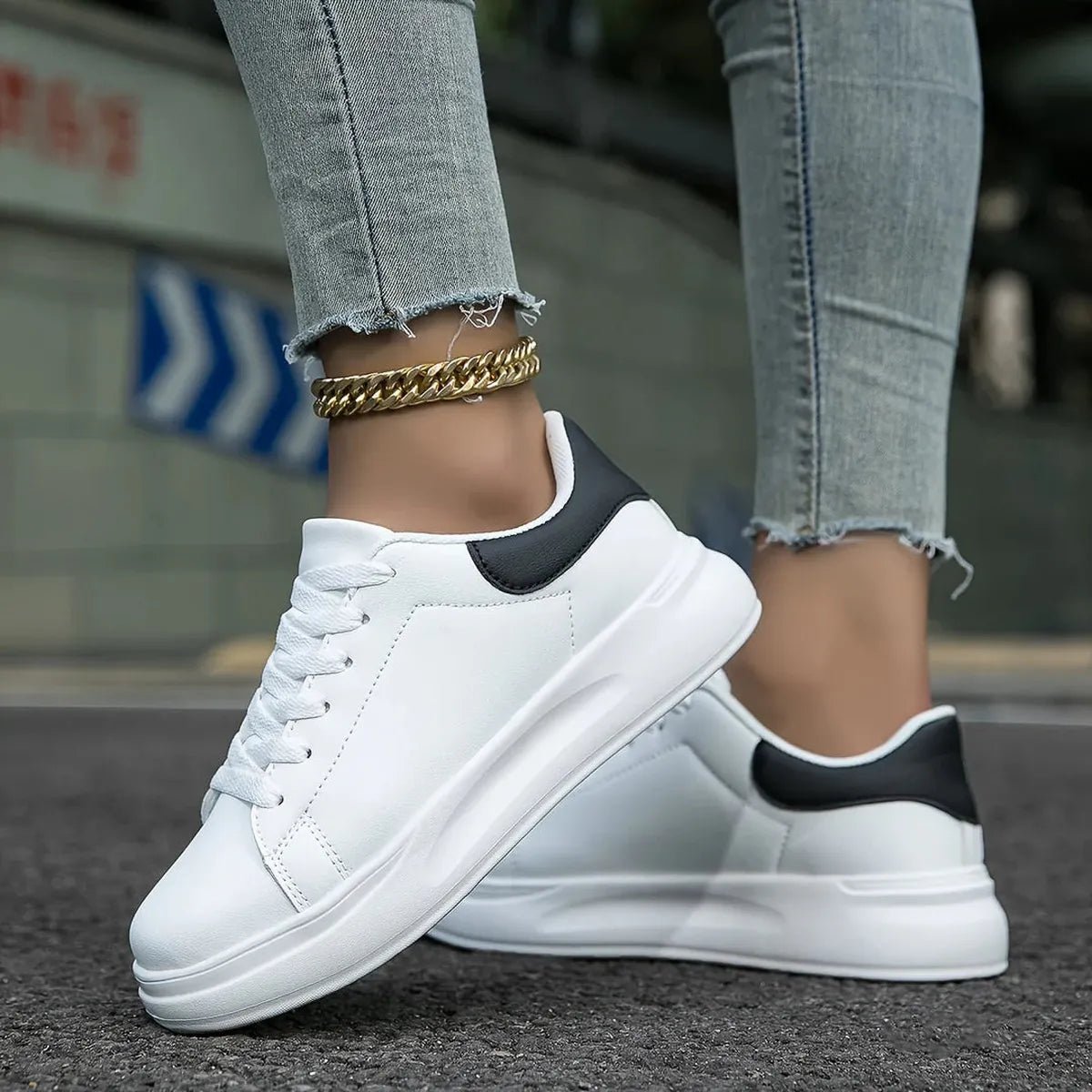 Women's Casual White Leather Sneakers 7