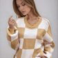 Women's Checkerboard Knitted Sweater 1