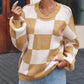 Women's Checkerboard Knitted Sweater 2