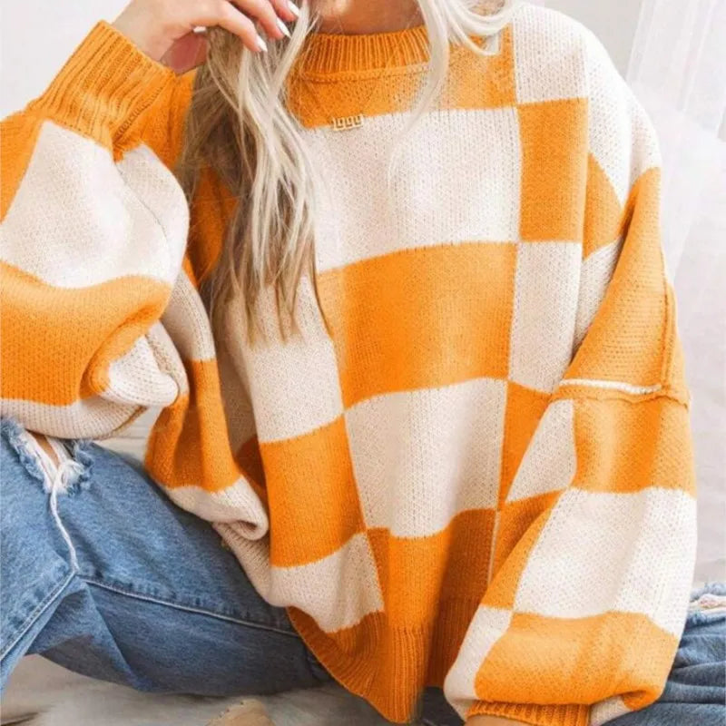 Women's Checkerboard Knitted Sweater 5