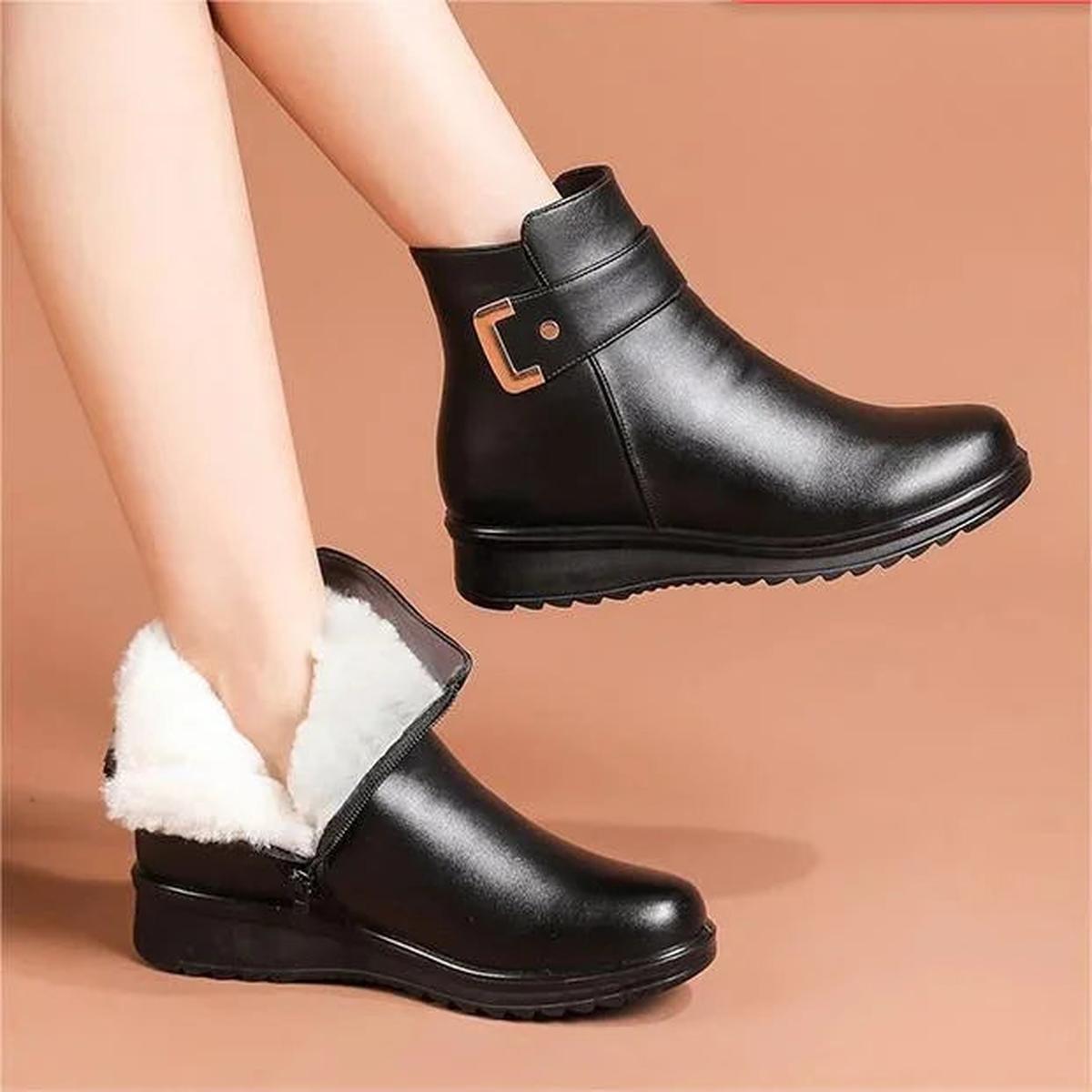 Women's Comfort Leather Wool Winter Boots 2