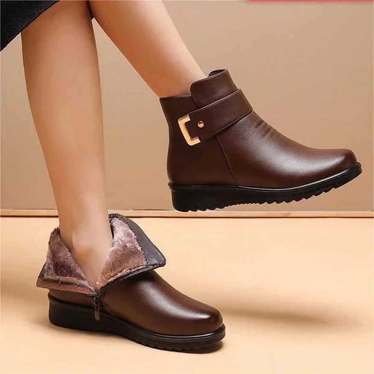 Women's Comfort Leather Wool Winter Boots 4