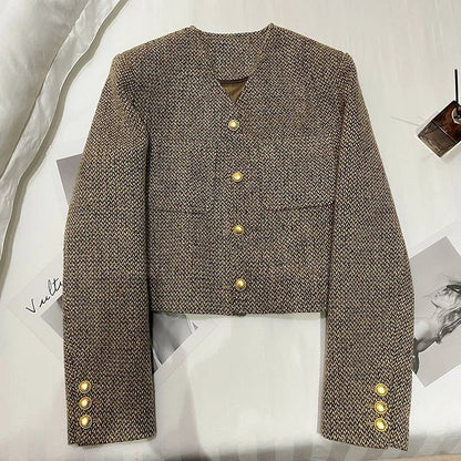 Women’s Cropped Blazer – Tailored Fit with Gold-Tone Buttons 1