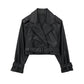 Women's Cropped Faux Leather Trench Jacket 2