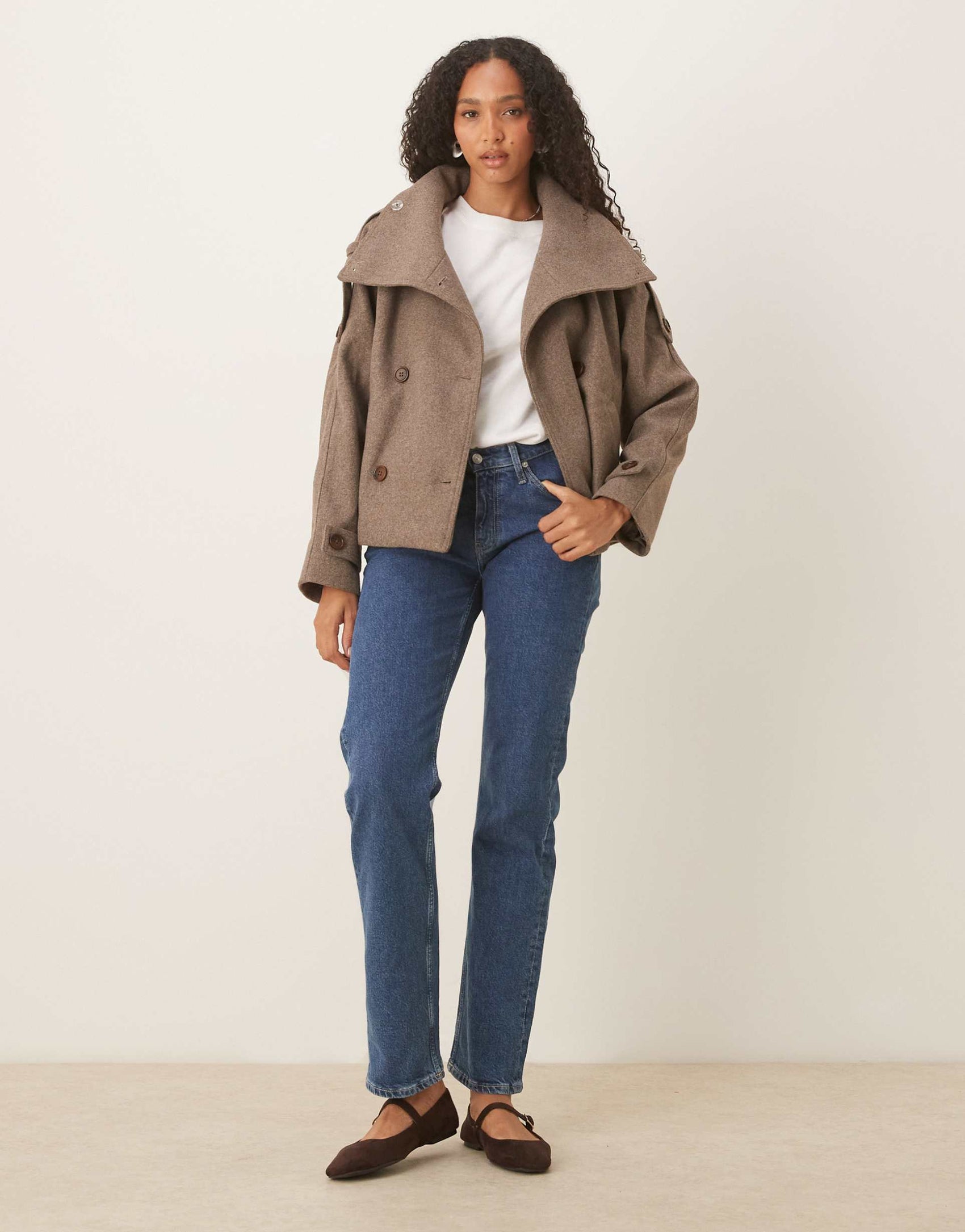 Women's Double-Breasted Cropped Coat 1