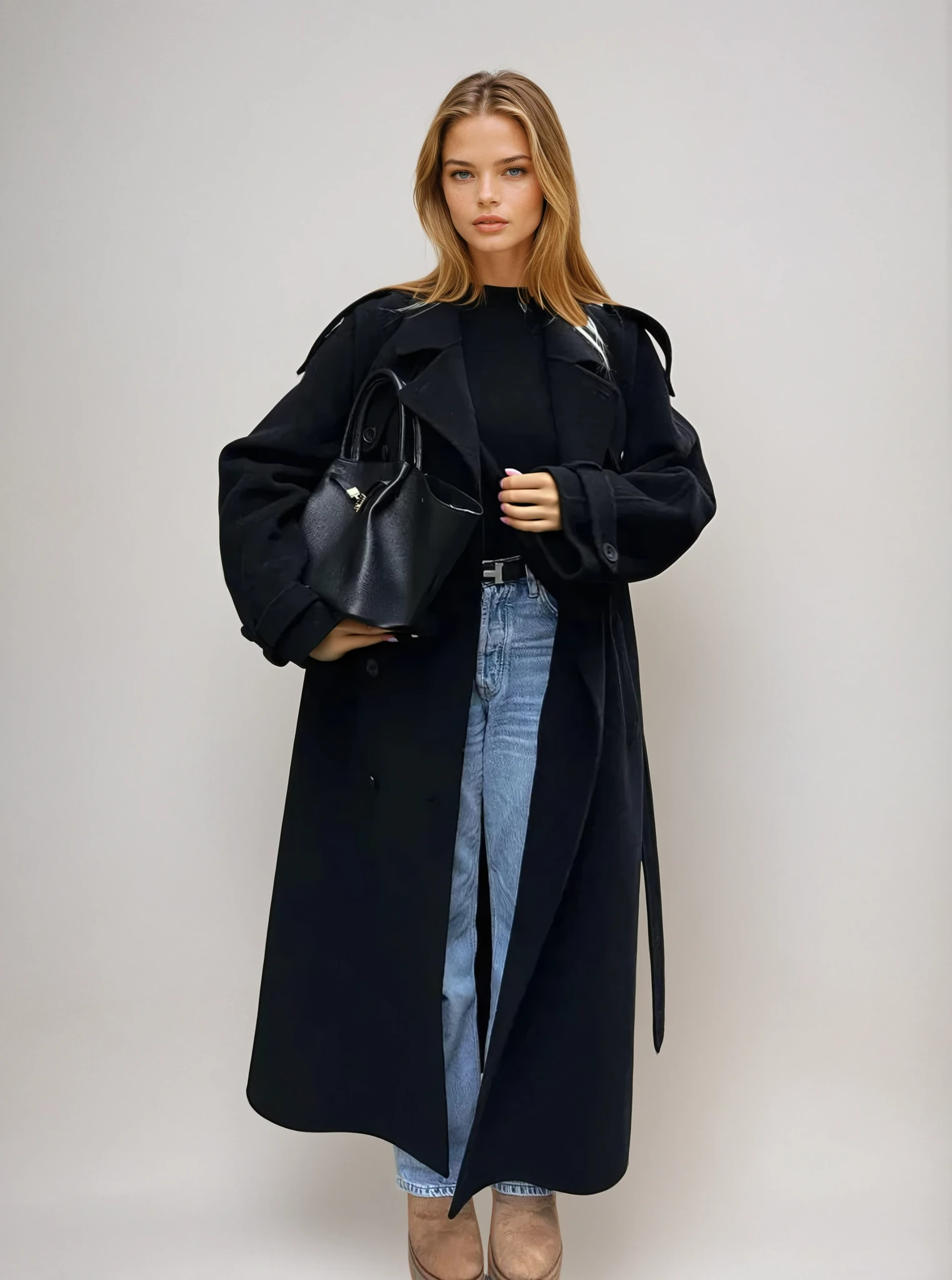 Women’s Double-Breasted Wool Blend Coat 0