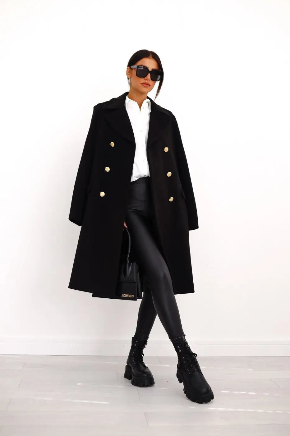 Women's Double-breasted Long Wool Coat 0