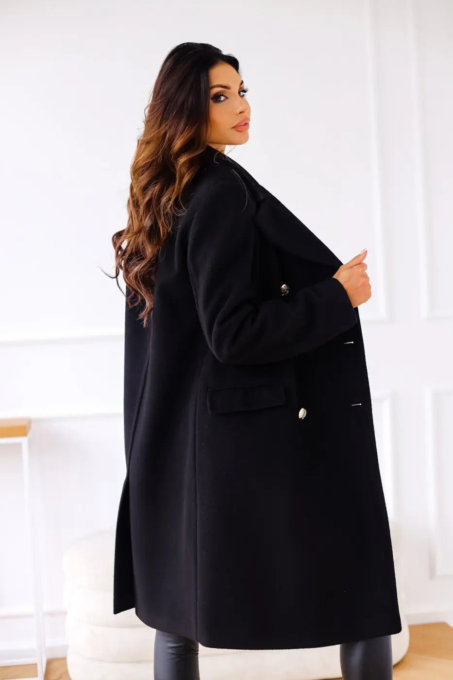 Women's Double-breasted Long Wool Coat 3
