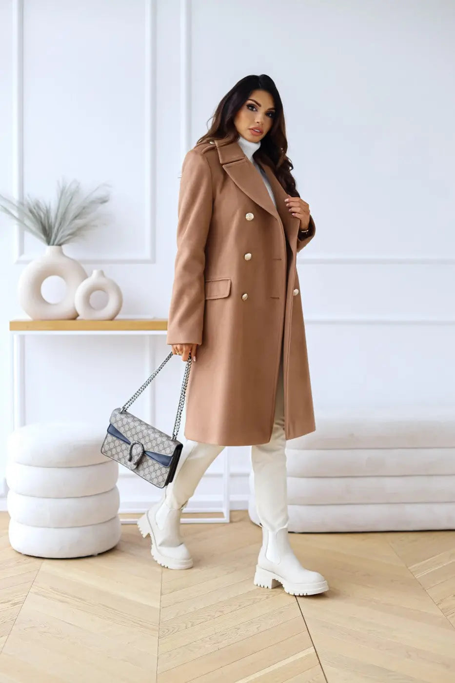 Women's Double-breasted Long Wool Coat 5