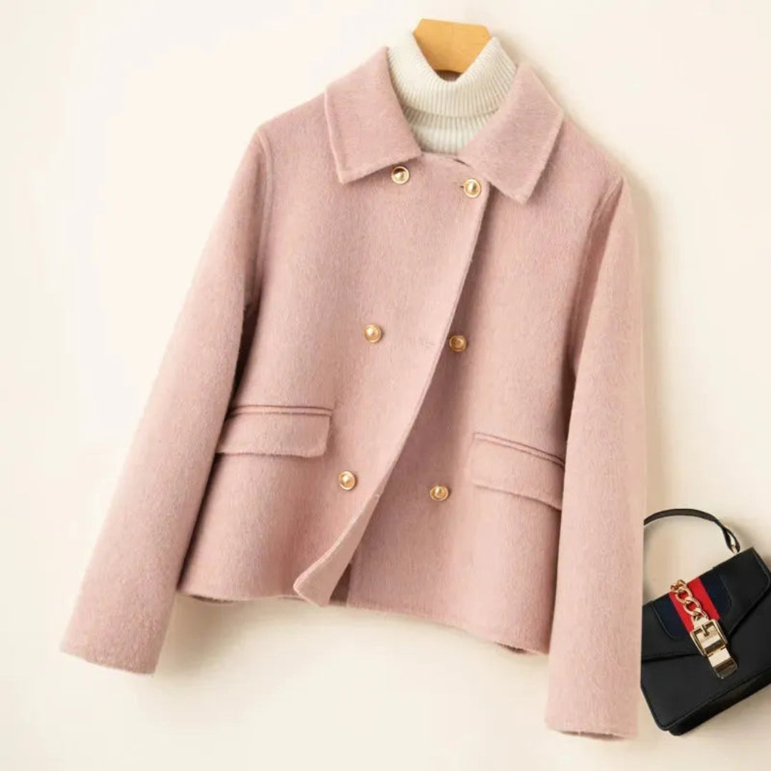 Women's Elegant wool coat with doll collar and gold buttons 2