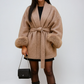 Women's Faux Fur Coat with Waist Tie Belt 0