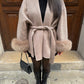 Women's Faux Fur Coat with Waist Tie Belt 2