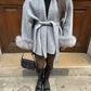 Women's Faux Fur Coat with Waist Tie Belt 4