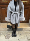Women's Faux Fur Coat with Waist Tie Belt 4