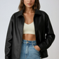 Women's Faux Leather Zip Jacket Black 1
