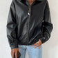 Women's Faux Leather Zip Jacket Black 2