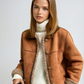 Women’s Faux Shearling Lined Suede Jacket 0