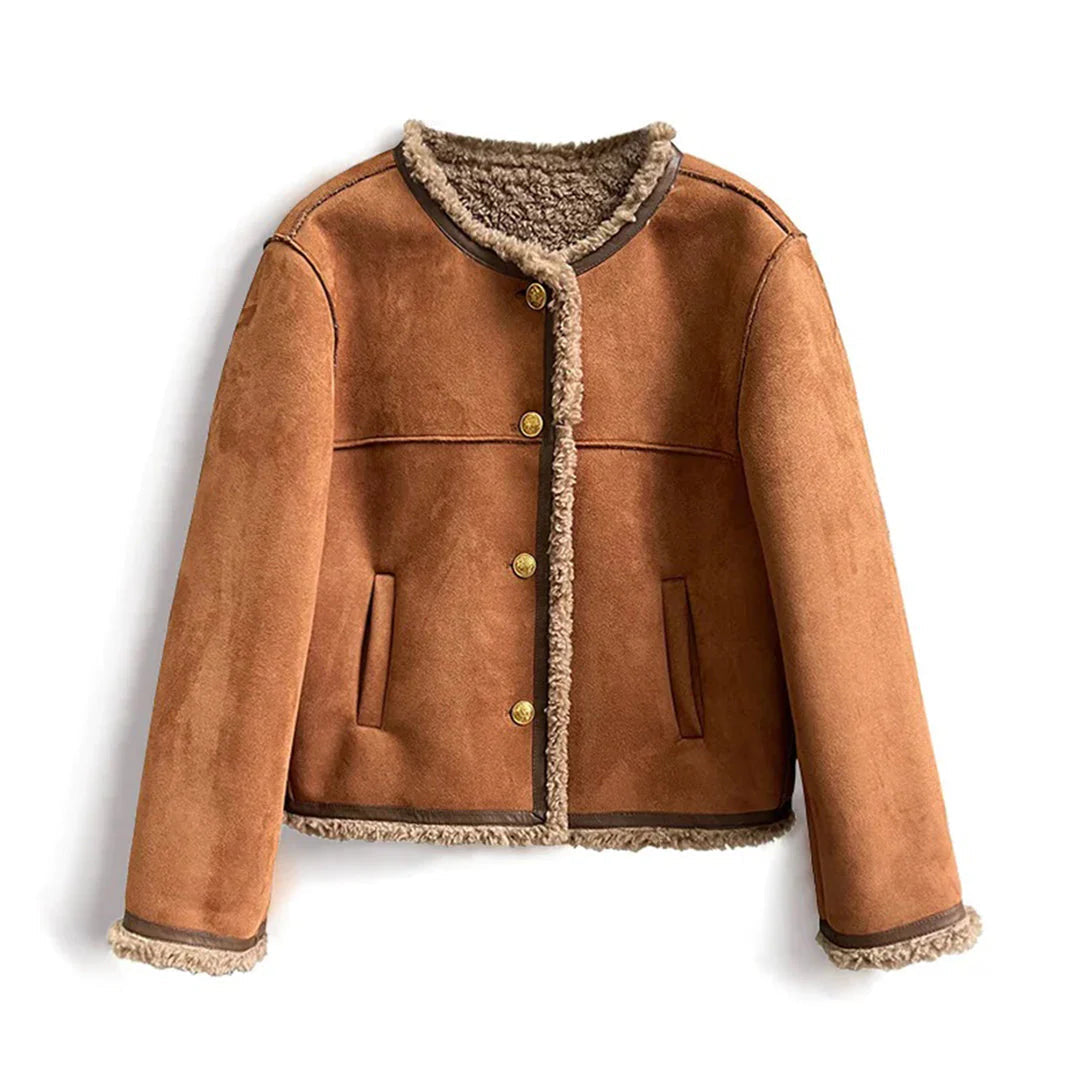 Women’s Faux Shearling Lined Suede Jacket 1