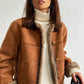 Women’s Faux Shearling Lined Suede Jacket 4