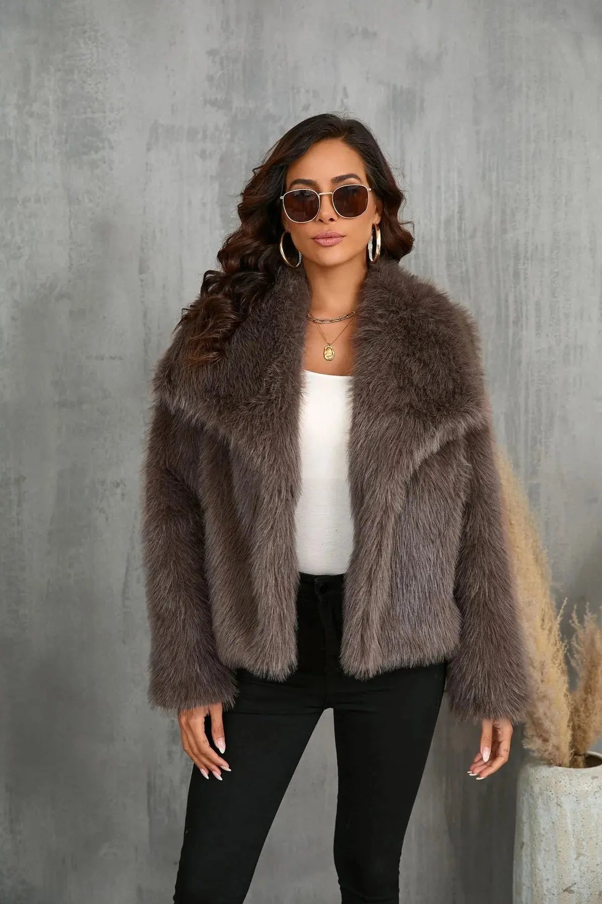 Women's Fluffy Faux Fur Jacket 1