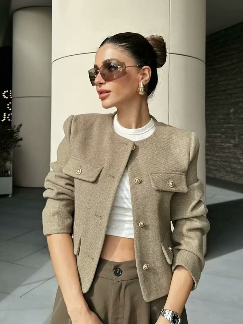 Women's Grace Pearl Button Cropped Jacket 6