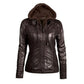 Women's Hooded Faux Leather Jacket 10