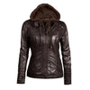 Women's Hooded Faux Leather Jacket 10