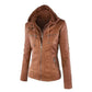 Women's Hooded Faux Leather Jacket 7