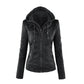 Women's Hooded Faux Leather Jacket 9