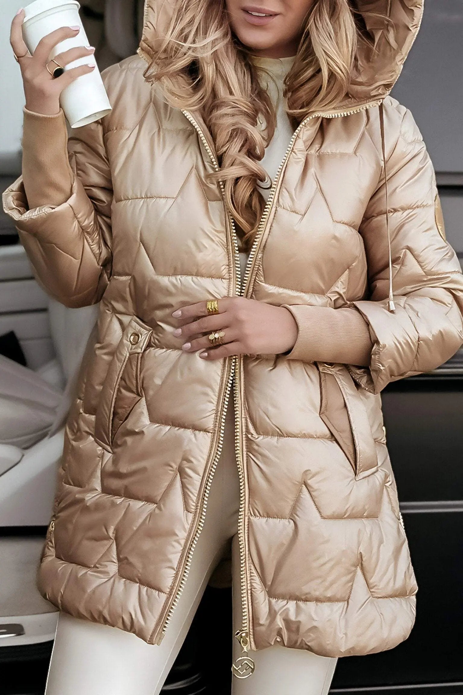 Women's Hooded Puffer Jacket with Quilted Lining 6