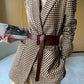 Women's Houndstooth Belted Split-Hem Blazer 0