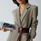 Women's Houndstooth Belted Split-Hem Blazer 1