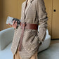 Women's Houndstooth Belted Split-Hem Blazer 3